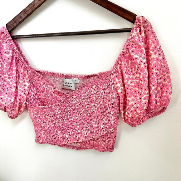 Hello Molly Pink Smocked Crop Cottage Festival Prairie Top Size 4 / Small - Picture 3 of 7